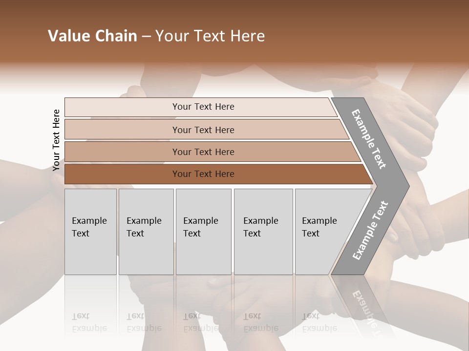 Ring Of Hands Giving A Teamwork Theme PowerPoint Template