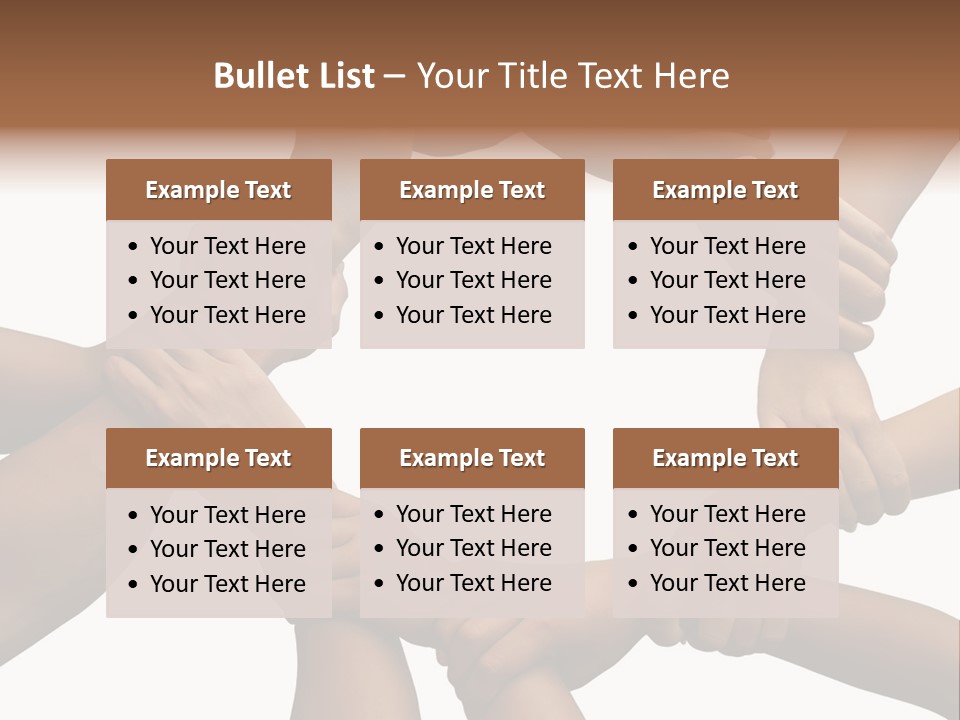 Ring Of Hands Giving A Teamwork Theme PowerPoint Template