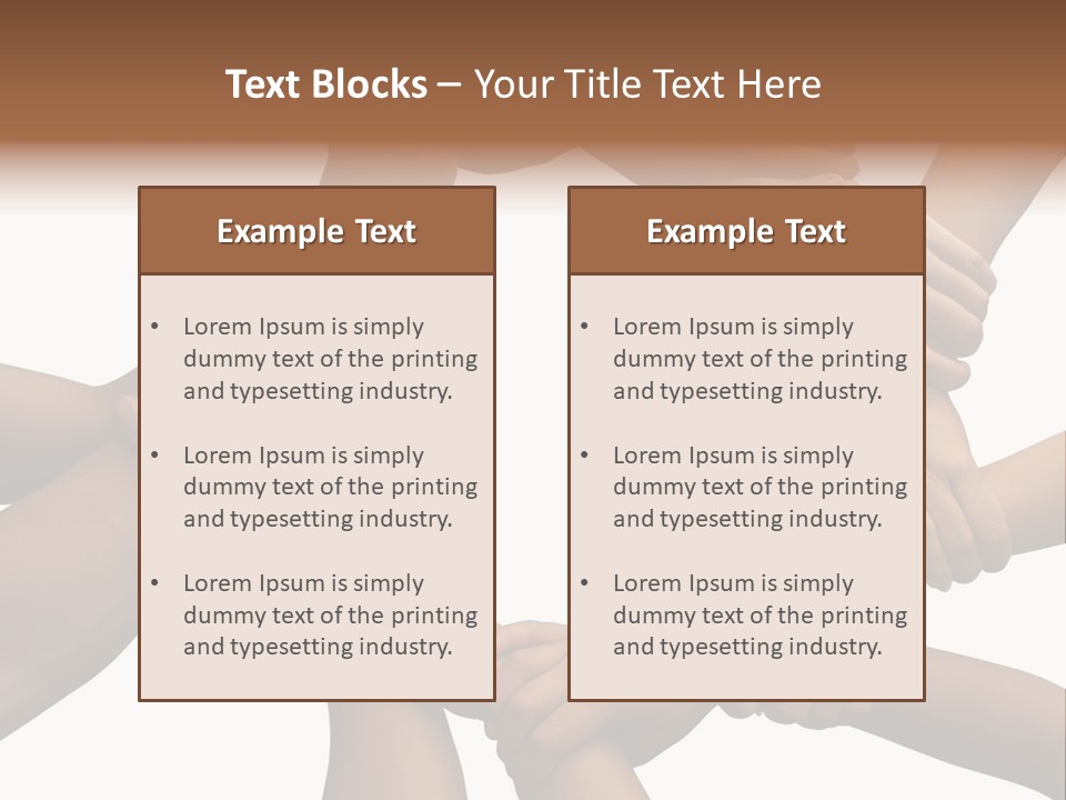 Ring Of Hands Giving A Teamwork Theme PowerPoint Template