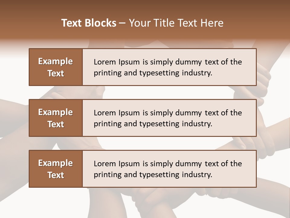 Ring Of Hands Giving A Teamwork Theme PowerPoint Template