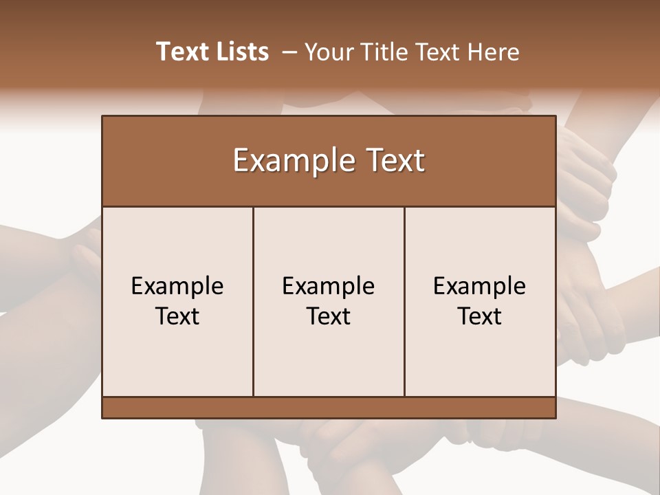Ring Of Hands Giving A Teamwork Theme PowerPoint Template