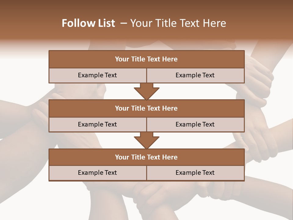 Ring Of Hands Giving A Teamwork Theme PowerPoint Template