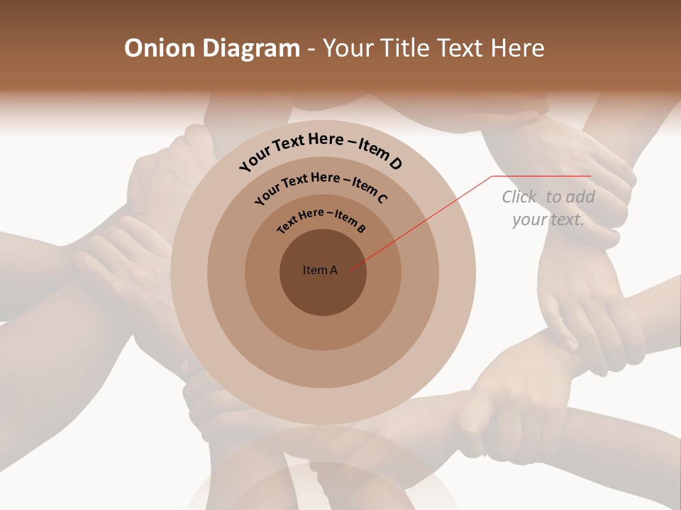 Ring Of Hands Giving A Teamwork Theme PowerPoint Template