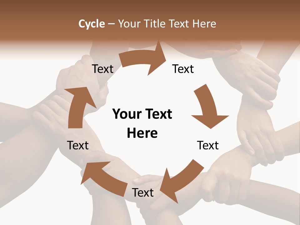 Ring Of Hands Giving A Teamwork Theme PowerPoint Template