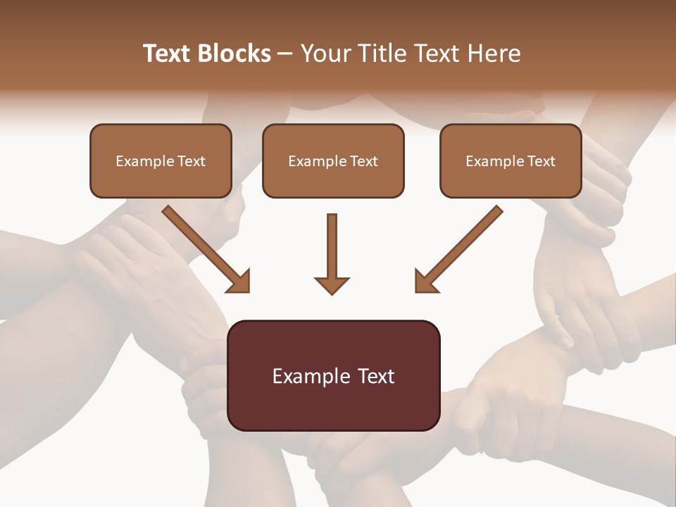 Ring Of Hands Giving A Teamwork Theme PowerPoint Template