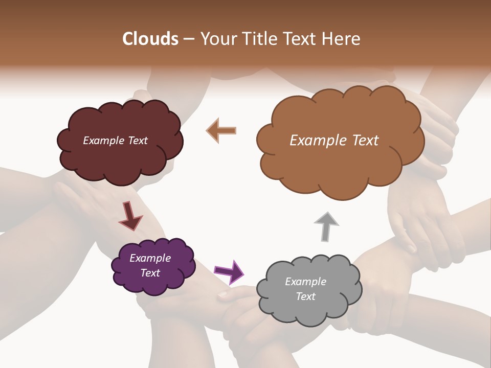 Ring Of Hands Giving A Teamwork Theme PowerPoint Template
