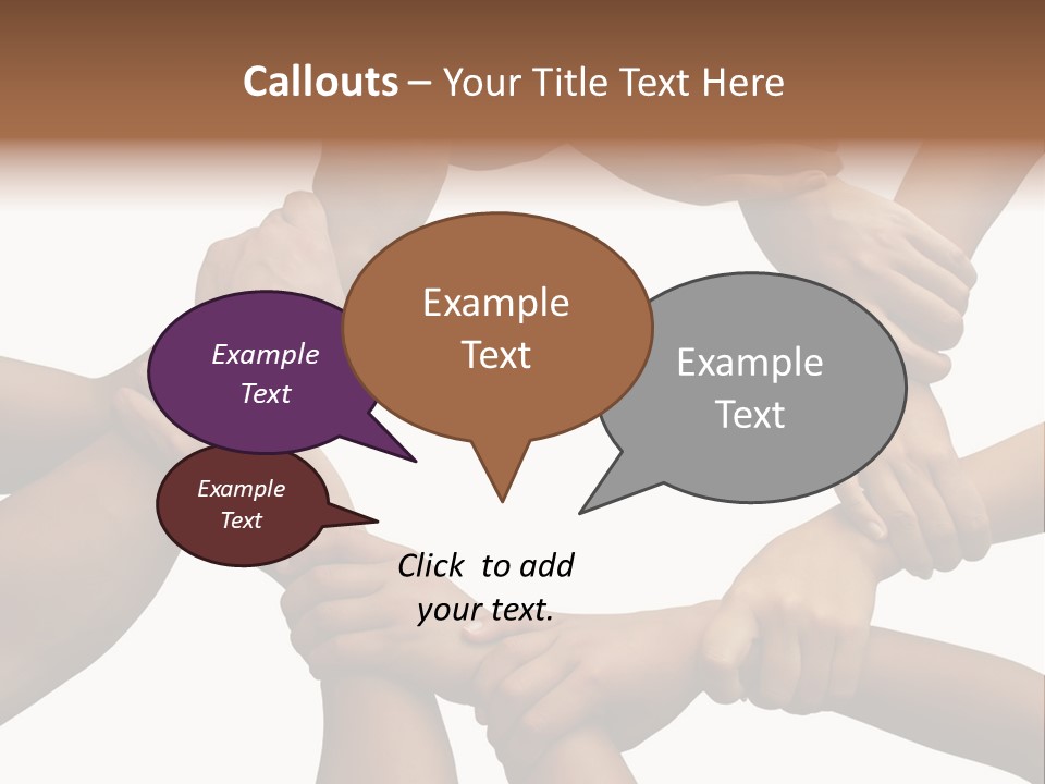 Ring Of Hands Giving A Teamwork Theme PowerPoint Template