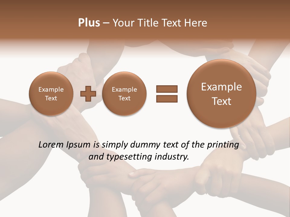 Ring Of Hands Giving A Teamwork Theme PowerPoint Template