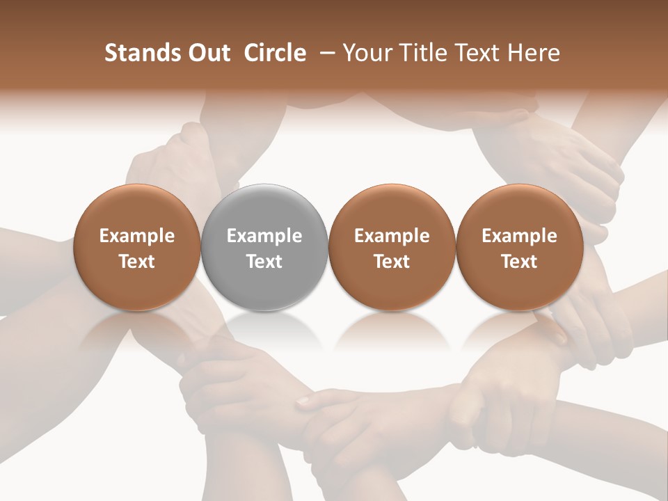 Ring Of Hands Giving A Teamwork Theme PowerPoint Template