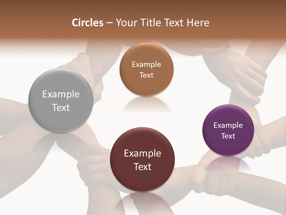 Ring Of Hands Giving A Teamwork Theme PowerPoint Template