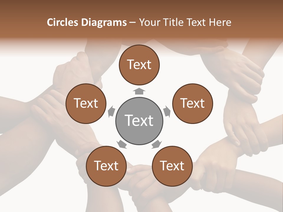 Ring Of Hands Giving A Teamwork Theme PowerPoint Template