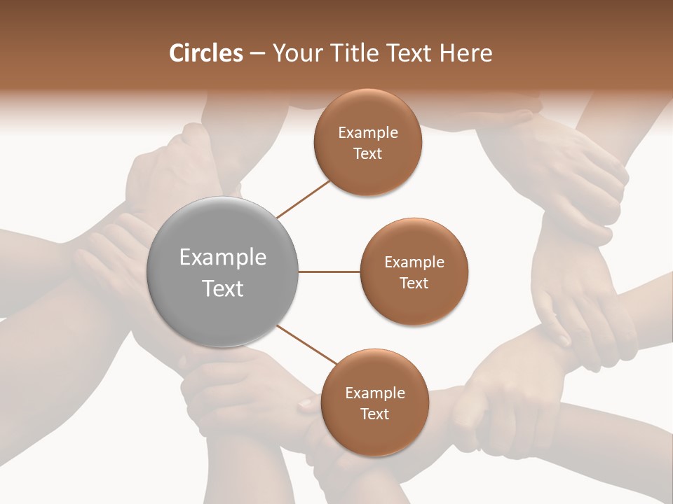 Ring Of Hands Giving A Teamwork Theme PowerPoint Template