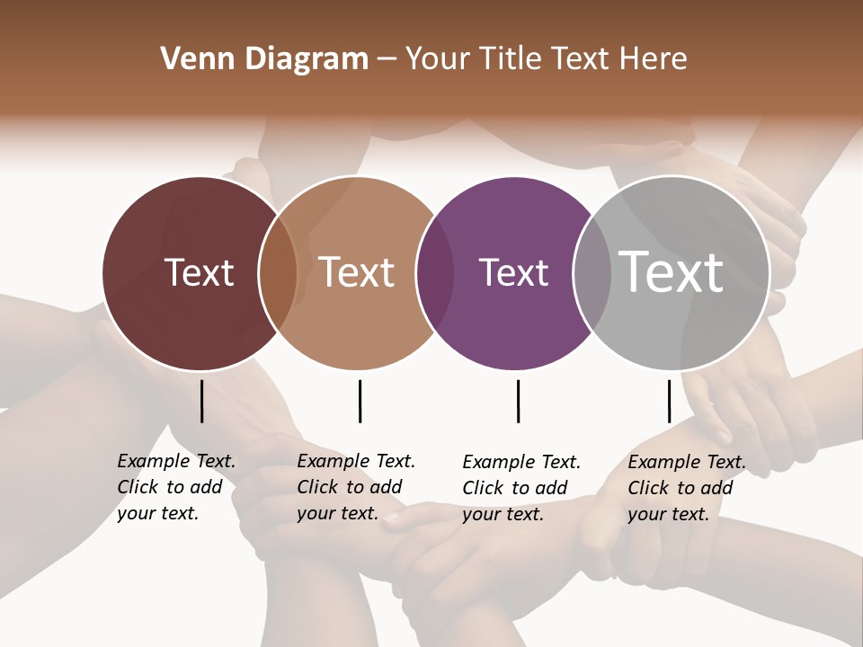 Ring Of Hands Giving A Teamwork Theme PowerPoint Template