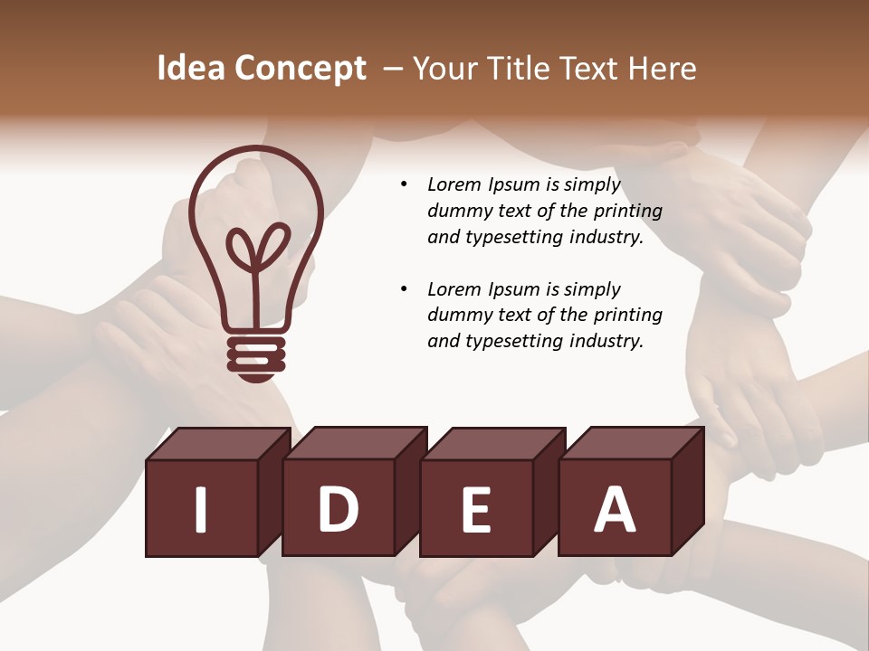 Ring Of Hands Giving A Teamwork Theme PowerPoint Template