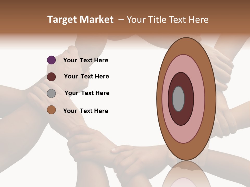 Ring Of Hands Giving A Teamwork Theme PowerPoint Template