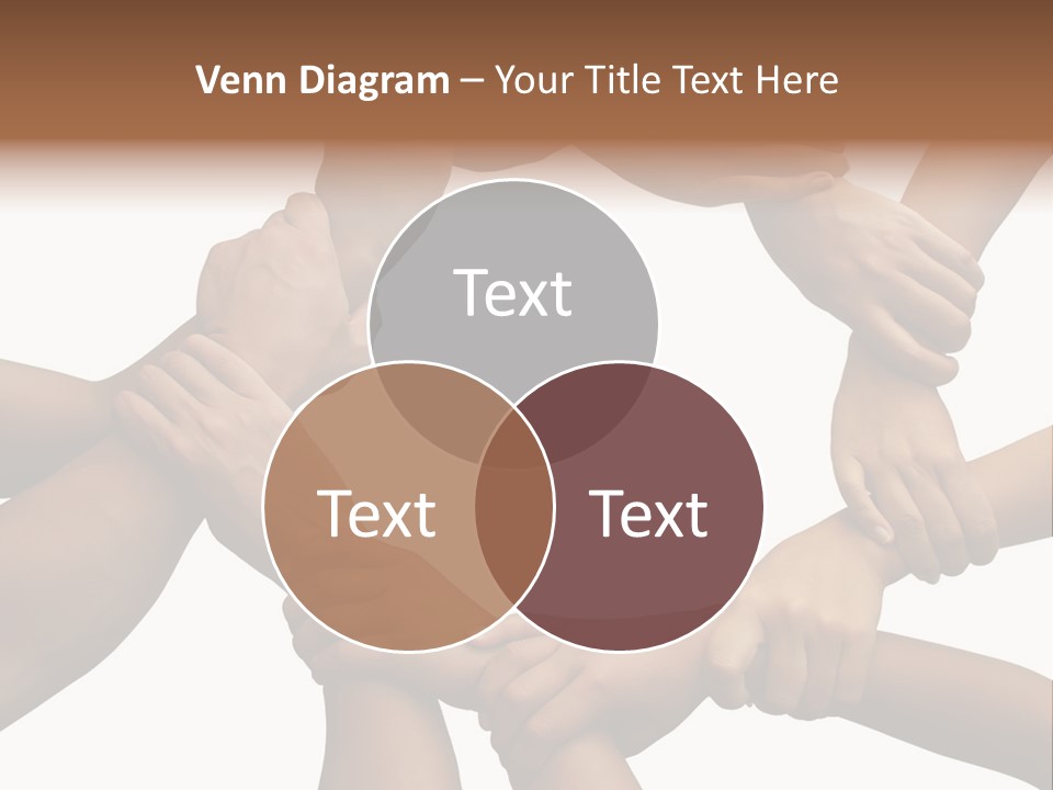 Ring Of Hands Giving A Teamwork Theme PowerPoint Template