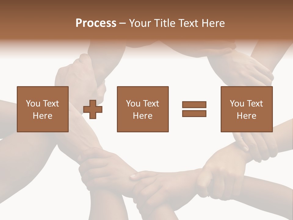 Ring Of Hands Giving A Teamwork Theme PowerPoint Template