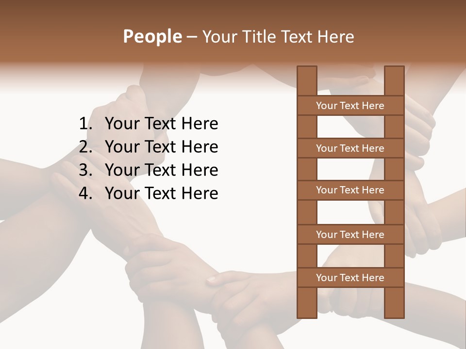 Ring Of Hands Giving A Teamwork Theme PowerPoint Template