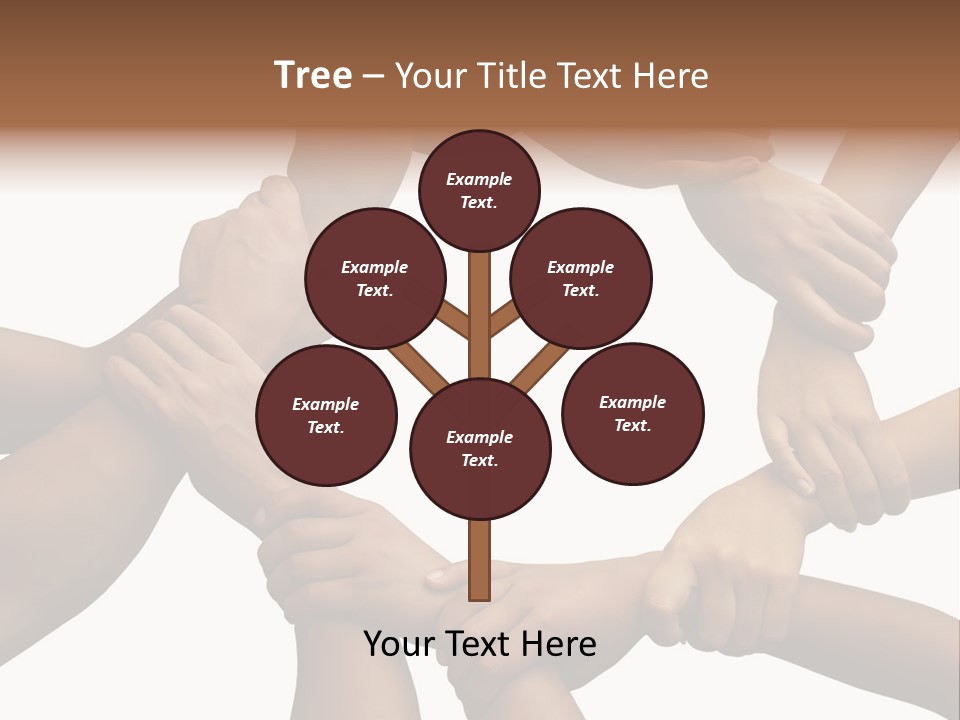 Ring Of Hands Giving A Teamwork Theme PowerPoint Template