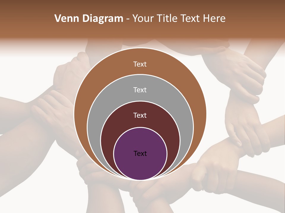 Ring Of Hands Giving A Teamwork Theme PowerPoint Template