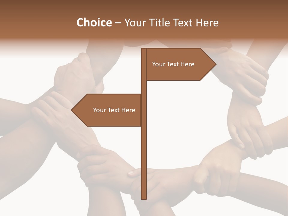 Ring Of Hands Giving A Teamwork Theme PowerPoint Template