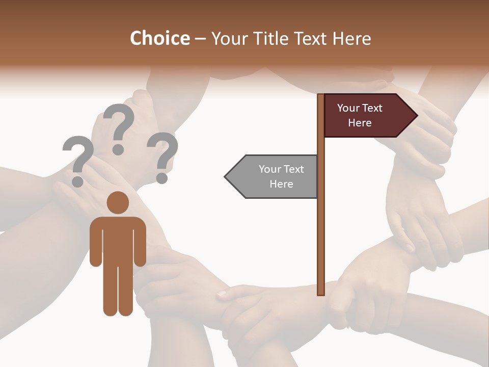 Ring Of Hands Giving A Teamwork Theme PowerPoint Template