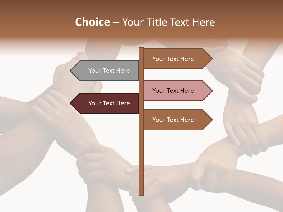 Ring Of Hands Giving A Teamwork Theme PowerPoint Template