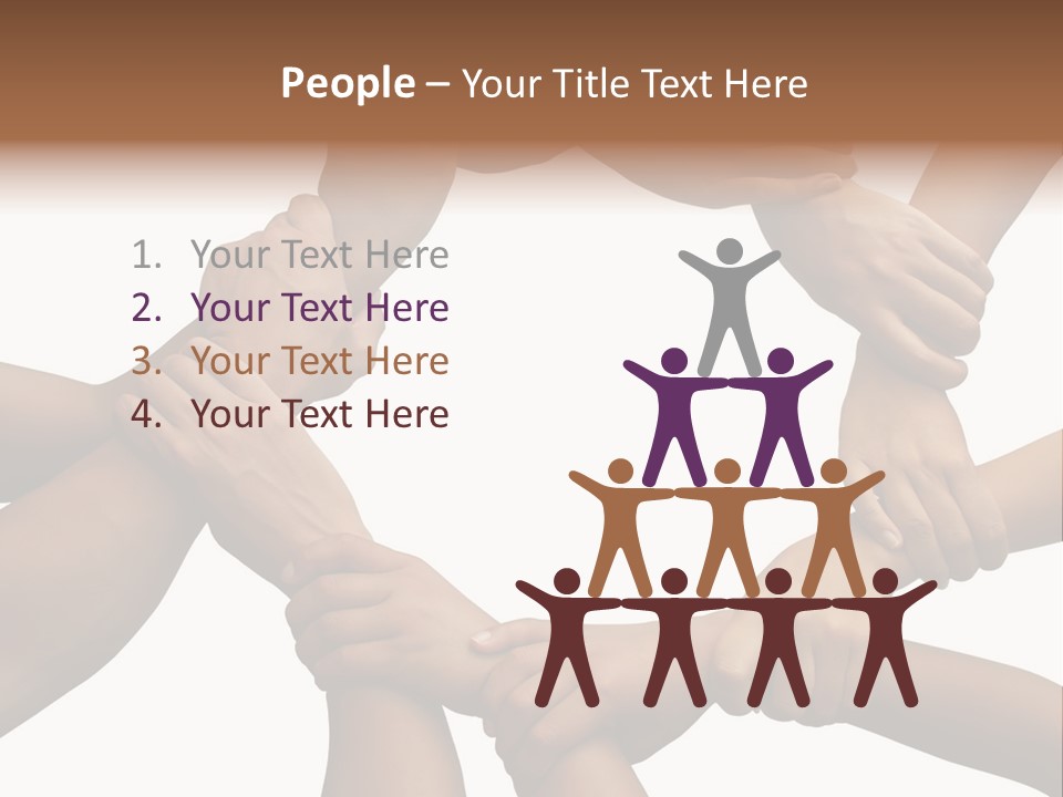 Ring Of Hands Giving A Teamwork Theme PowerPoint Template