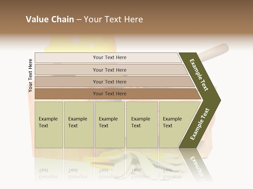 Perforated Bricks, Stainless Steel Trowel, Yellow Helmet And Protective Gloves Isolated On White PowerPoint Template