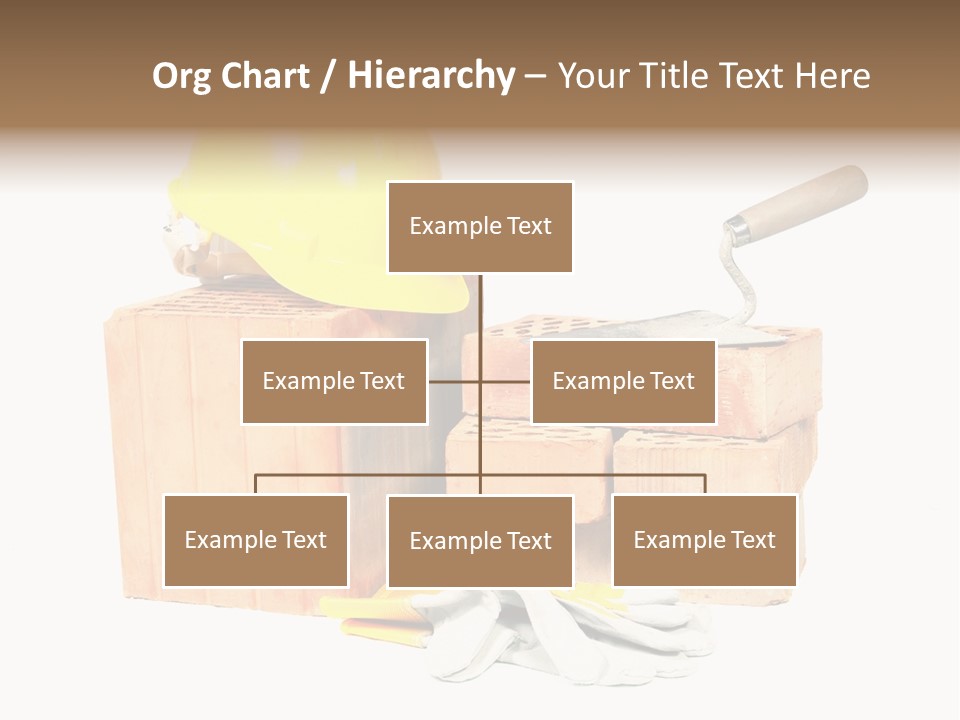 Perforated Bricks, Stainless Steel Trowel, Yellow Helmet And Protective Gloves Isolated On White PowerPoint Template