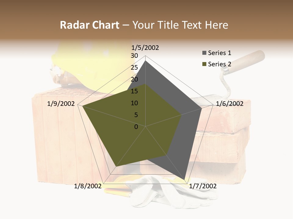 Perforated Bricks, Stainless Steel Trowel, Yellow Helmet And Protective Gloves Isolated On White PowerPoint Template