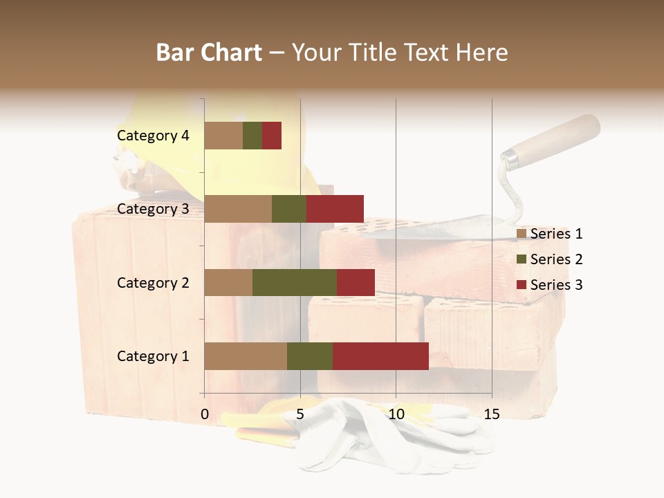 Perforated Bricks, Stainless Steel Trowel, Yellow Helmet And Protective Gloves Isolated On White PowerPoint Template