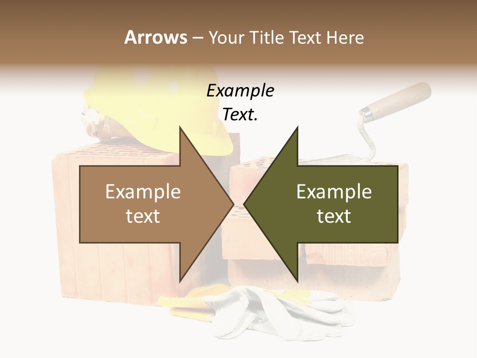 Perforated Bricks, Stainless Steel Trowel, Yellow Helmet And Protective Gloves Isolated On White PowerPoint Template