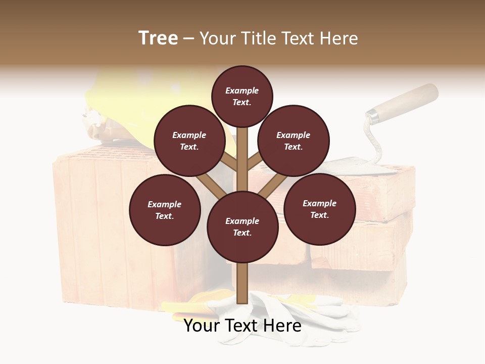 Perforated Bricks, Stainless Steel Trowel, Yellow Helmet And Protective Gloves Isolated On White PowerPoint Template