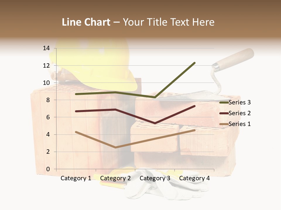 Perforated Bricks, Stainless Steel Trowel, Yellow Helmet And Protective Gloves Isolated On White PowerPoint Template