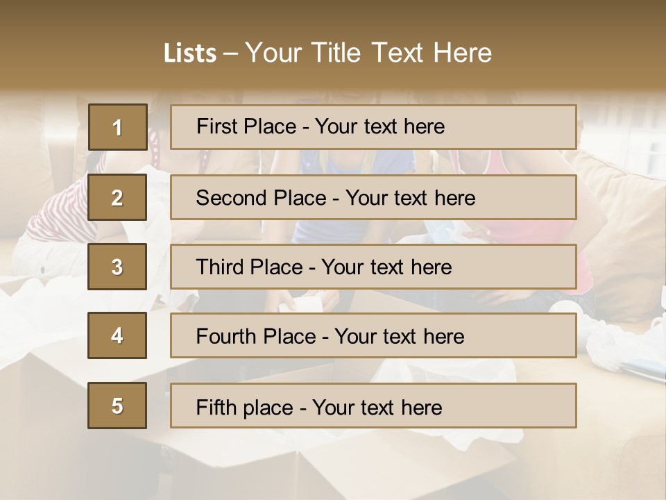 Three Girl Friends Unpacking Boxes In New Home Smiling PowerPoint Template