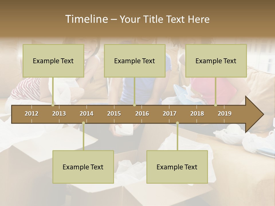 Three Girl Friends Unpacking Boxes In New Home Smiling PowerPoint Template