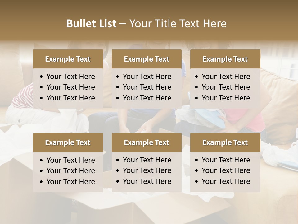 Three Girl Friends Unpacking Boxes In New Home Smiling PowerPoint Template