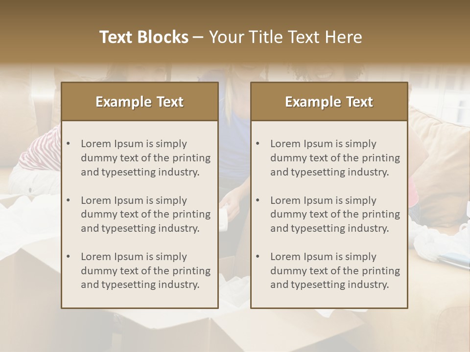 Three Girl Friends Unpacking Boxes In New Home Smiling PowerPoint Template