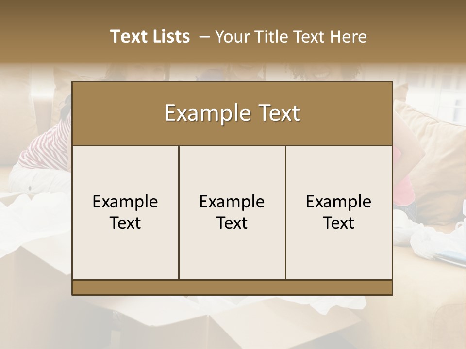 Three Girl Friends Unpacking Boxes In New Home Smiling PowerPoint Template