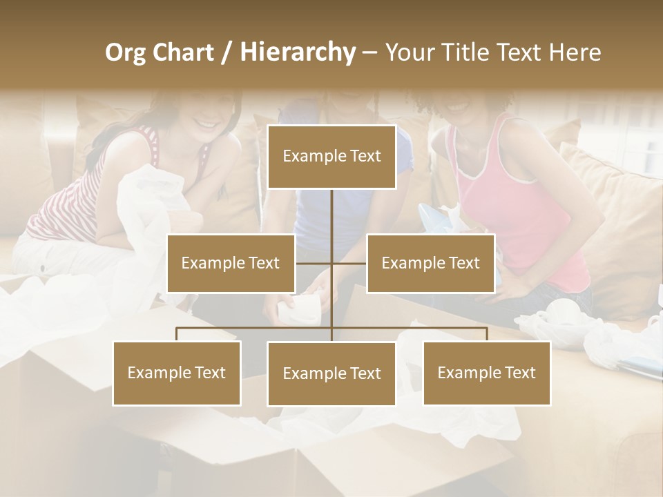 Three Girl Friends Unpacking Boxes In New Home Smiling PowerPoint Template