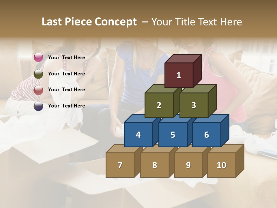 Three Girl Friends Unpacking Boxes In New Home Smiling PowerPoint Template