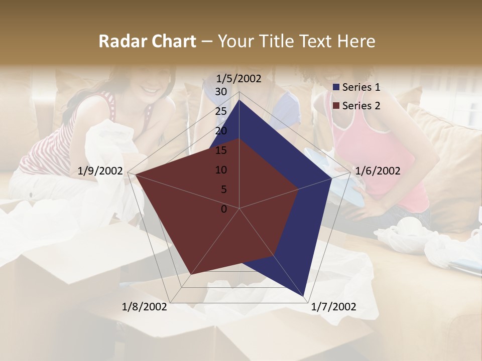 Three Girl Friends Unpacking Boxes In New Home Smiling PowerPoint Template