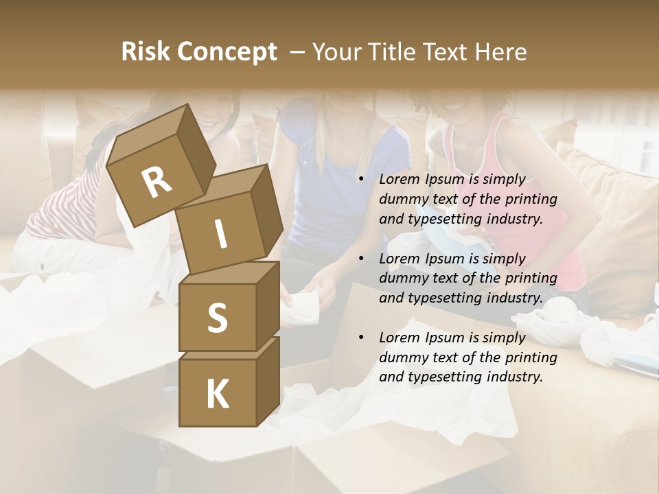 Three Girl Friends Unpacking Boxes In New Home Smiling PowerPoint Template