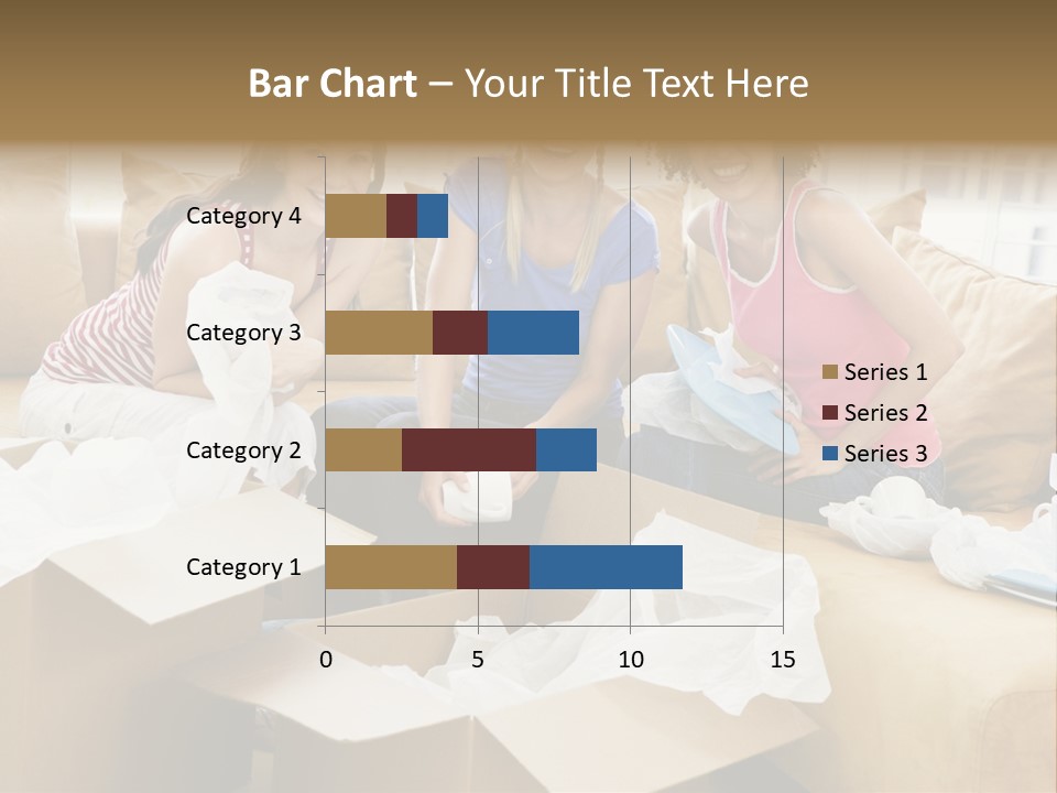 Three Girl Friends Unpacking Boxes In New Home Smiling PowerPoint Template