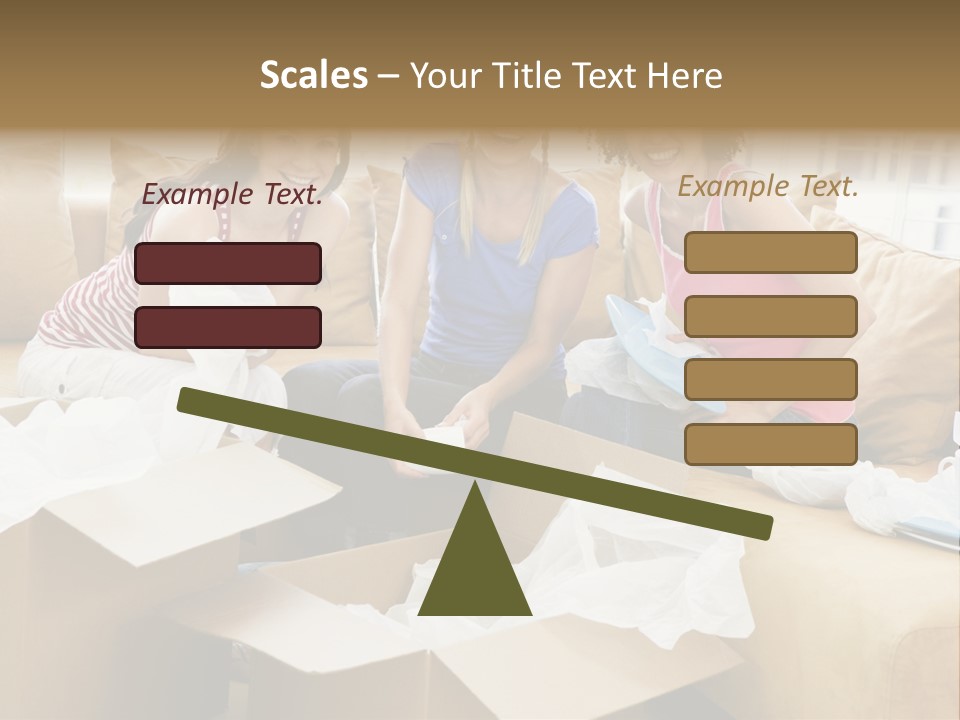 Three Girl Friends Unpacking Boxes In New Home Smiling PowerPoint Template