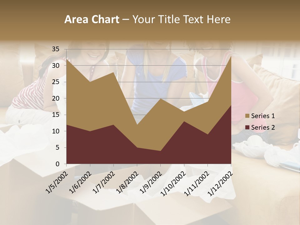 Three Girl Friends Unpacking Boxes In New Home Smiling PowerPoint Template