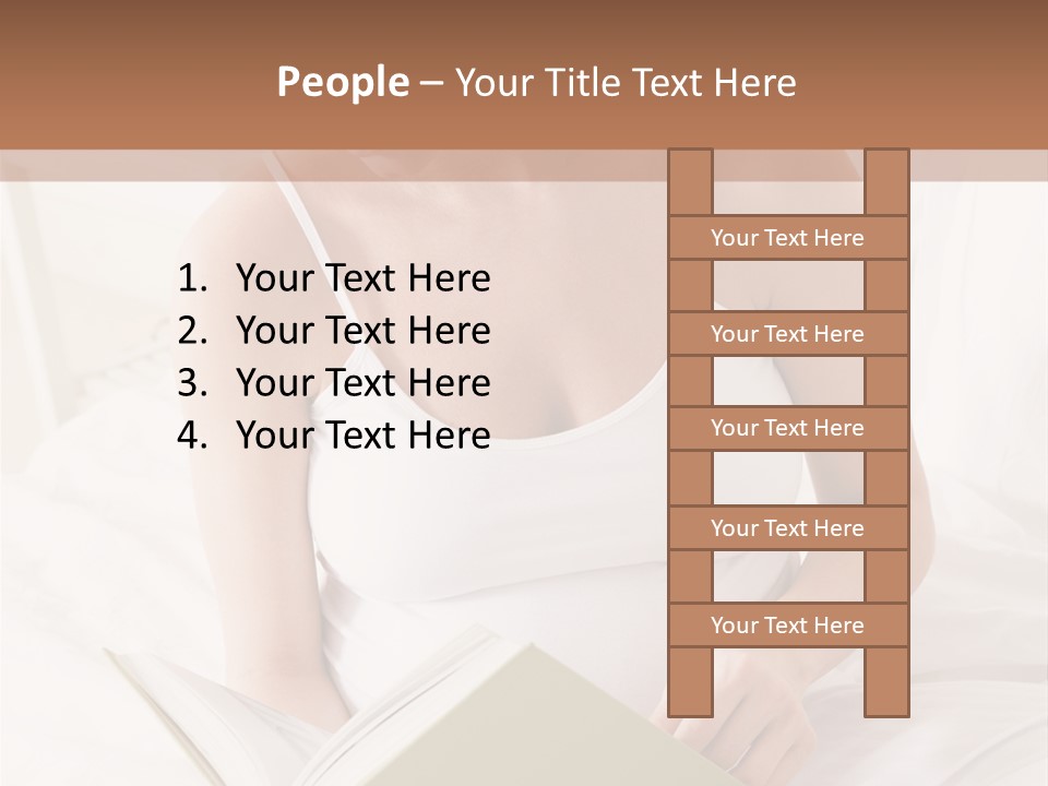 Pregnant Woman In Bedroom Reading Book PowerPoint Template