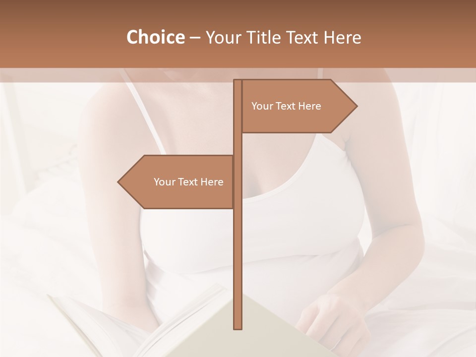 Pregnant Woman In Bedroom Reading Book PowerPoint Template
