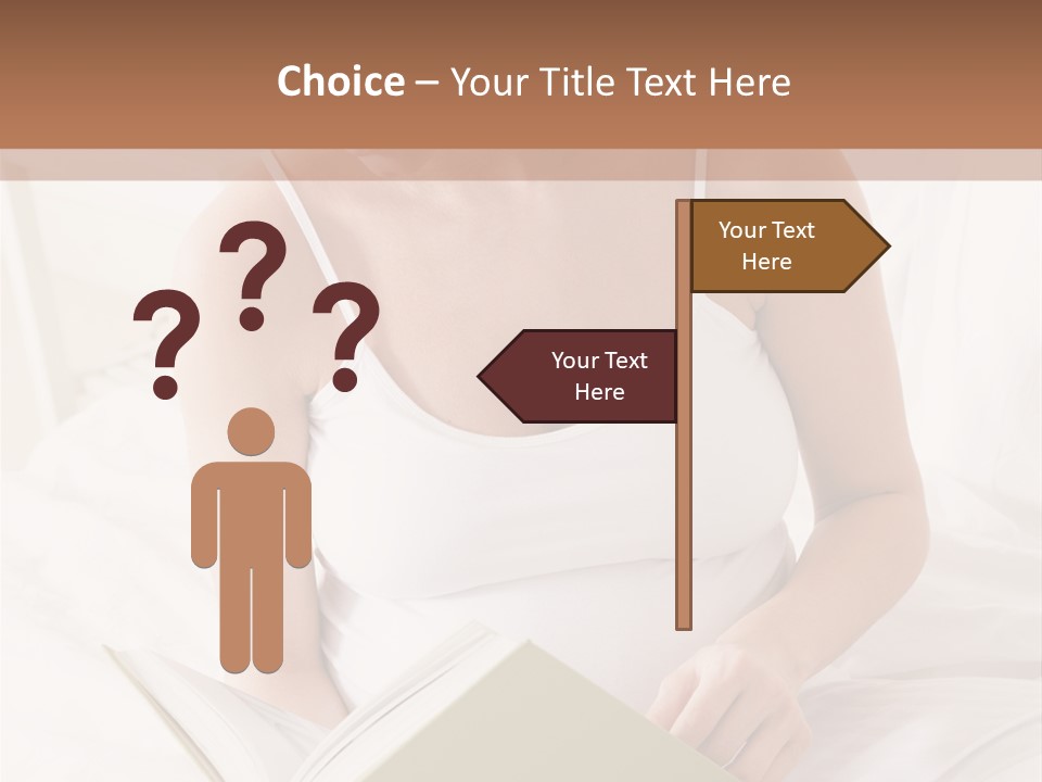 Pregnant Woman In Bedroom Reading Book PowerPoint Template